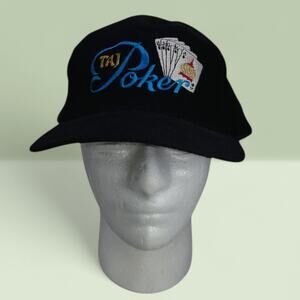 TAJ POKER Vintage Black Embroidered Corduroy Cap - Size: Adjustable